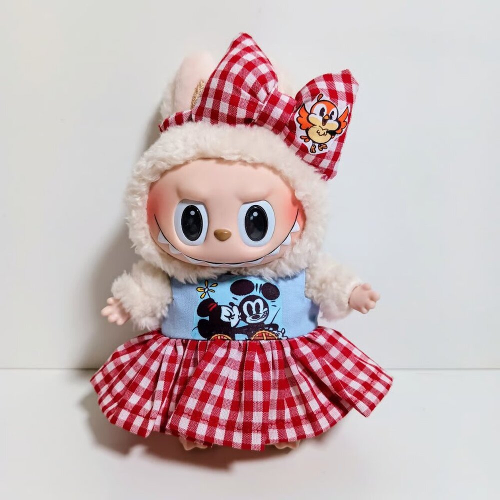 Labubu Disney Mickey and Minnie Runaway Railway Handmade Dress and Bow Outfit